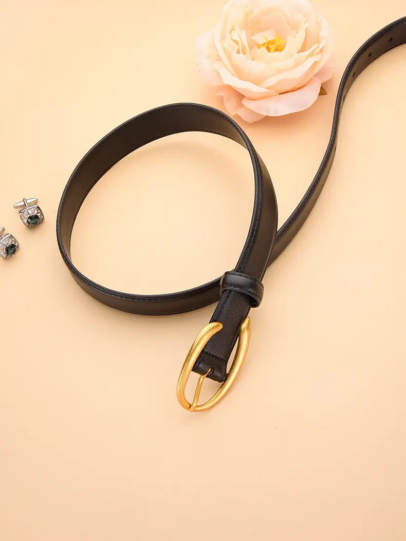 Black Genuine Leather Alloy Buckle Belt for Women — feature 27