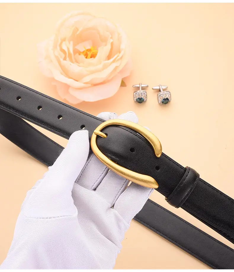 Black Genuine Leather Alloy Buckle Belt for Women — feature 28