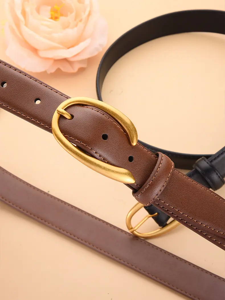 Black Genuine Leather Alloy Buckle Belt for Women — feature 32
