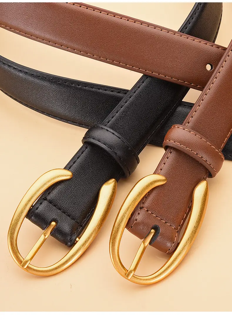 Black Genuine Leather Alloy Buckle Belt for Women — feature 33