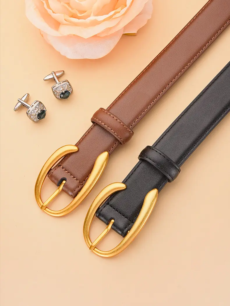 Black Genuine Leather Alloy Buckle Belt for Women — feature 4