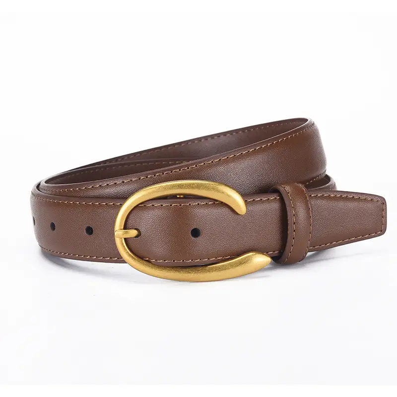 Black Genuine Leather Alloy Buckle Belt for Women