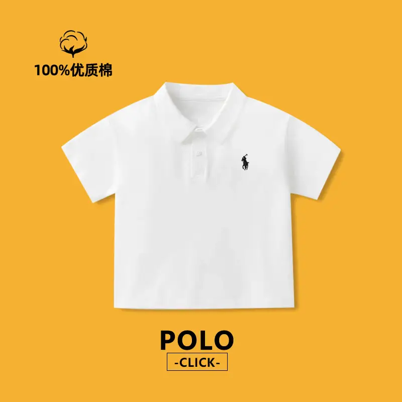 2026 Boys Polo Shirt Navy Blue Short Sleeve - Image 3