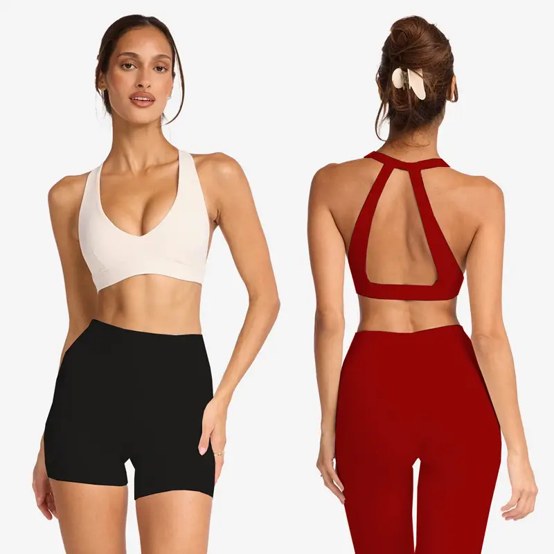 Foreign Trade Cross-Border Yoga Suit for Women with Chest Pads, Chest-Wrapped and Beautiful Back Bra, High-Waisted Quick-Drying Sports Fitness Training Pants