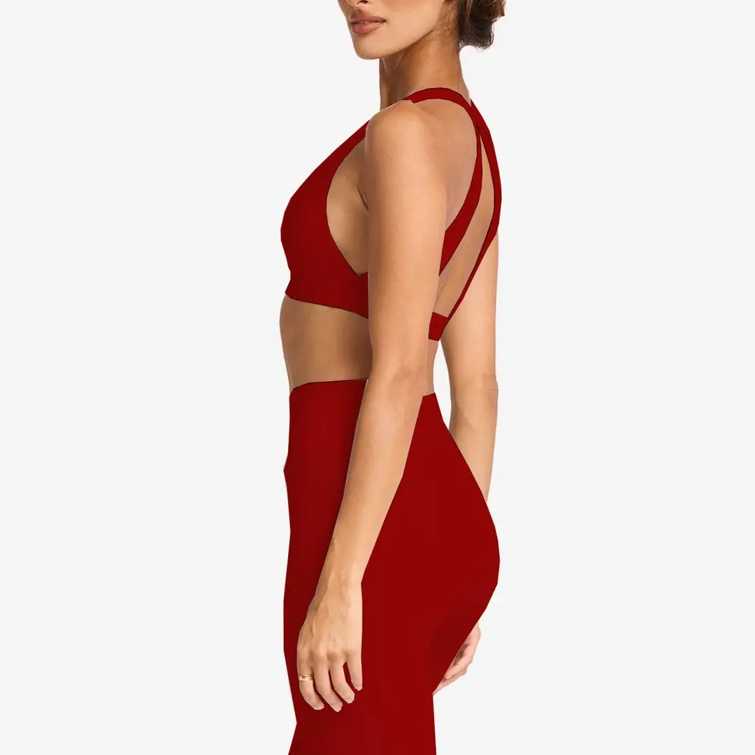 Foreign Trade Cross-Border Yoga Suit for Women with Chest Pads, Chest-Wrapped and Beautiful Back Bra, High-Waisted Quick-Drying Sports Fitness Training Pants
