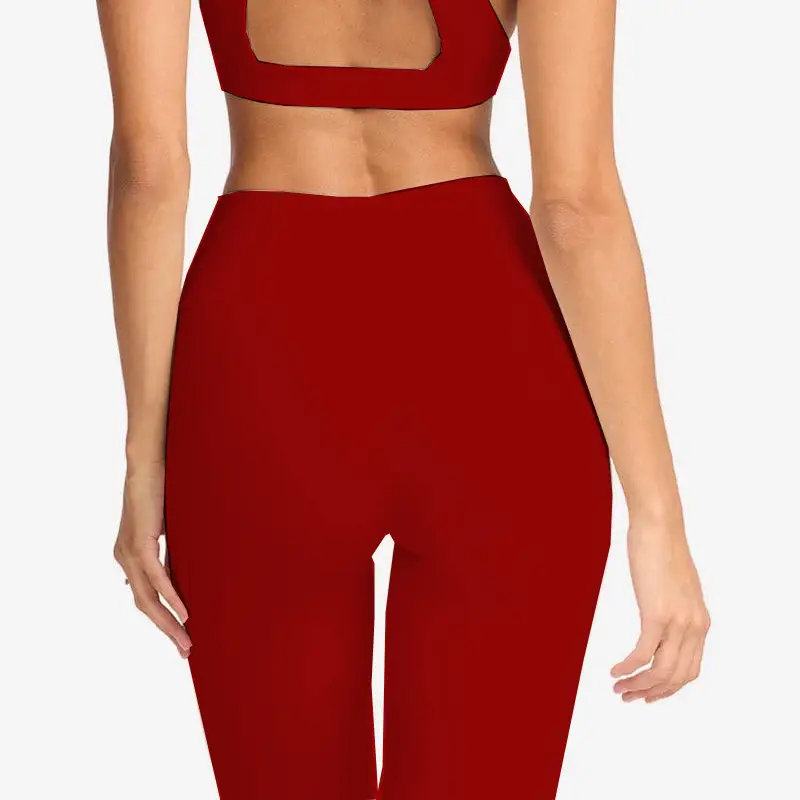 Foreign Trade Cross-Border Yoga Suit for Women with Chest Pads, Chest-Wrapped and Beautiful Back Bra, High-Waisted Quick-Drying Sports Fitness Training Pants