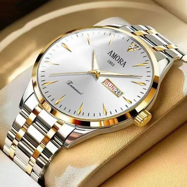 Swiss Men's Gold Quartz Watch with Calendar & Waterproof — feature 11