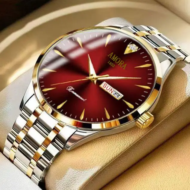Swiss Men's Gold Quartz Watch with Calendar & Waterproof — feature 7