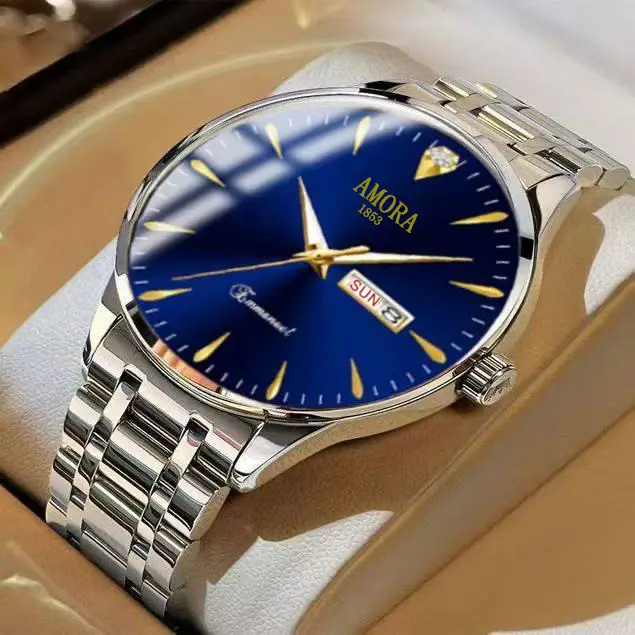 Swiss Men's Gold Quartz Watch with Calendar & Waterproof — feature 8