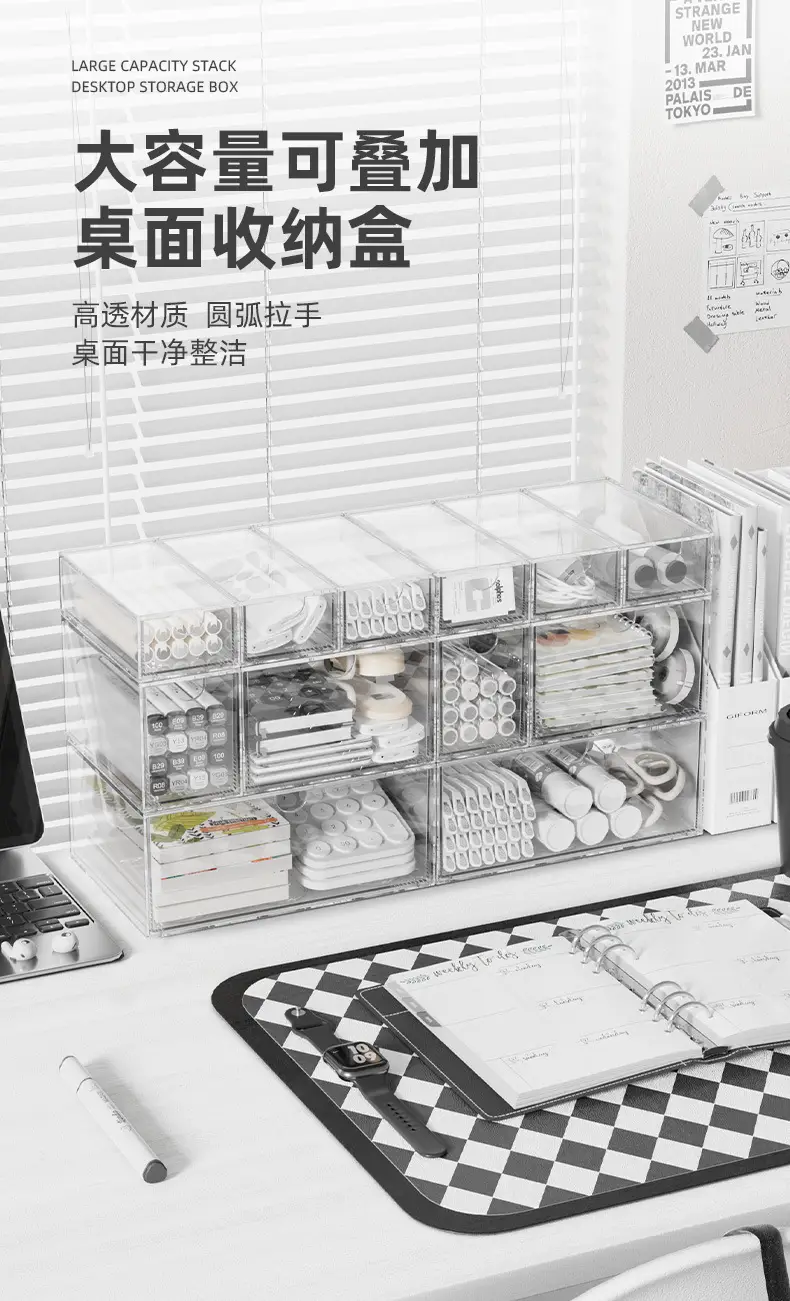 Transparent Acrylic Makeup Storage Box 9 Drawer 12cm β feature 1