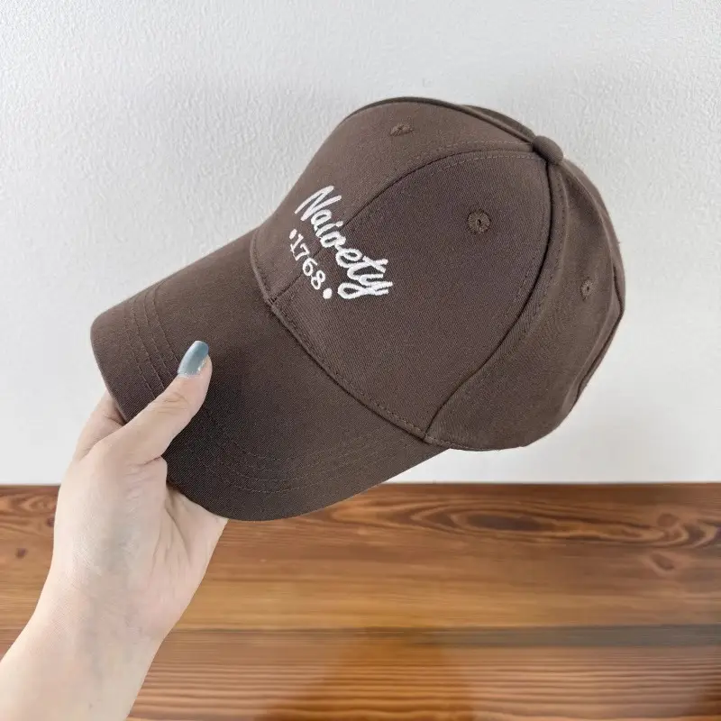 Women Embroidered Baseball Cap Brown Large Head