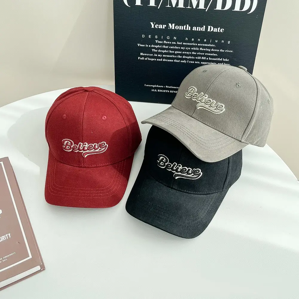 Men's Black "Believe" Embroidered Cap — feature 4
