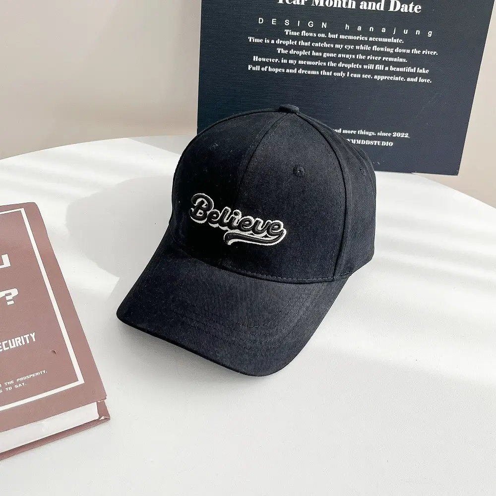 Men's Black "Believe" Embroidered Cap — feature 6