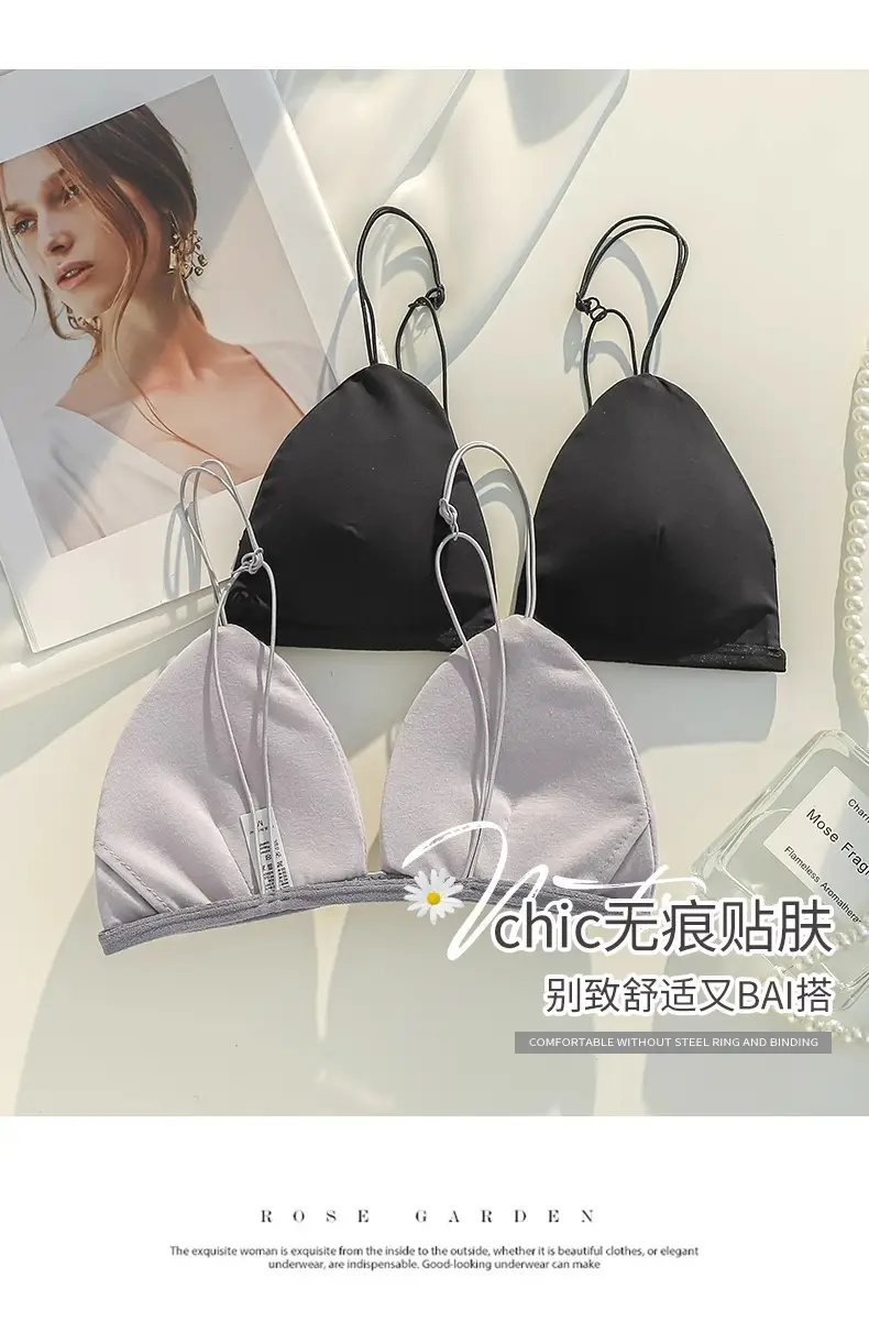 Ultra-Thin Intimates Without Rims, Breathable French Bra, Seamless Triangle Cup, Beautiful Back, Spaghetti Straps, Sexy Summer Bra — feature 25