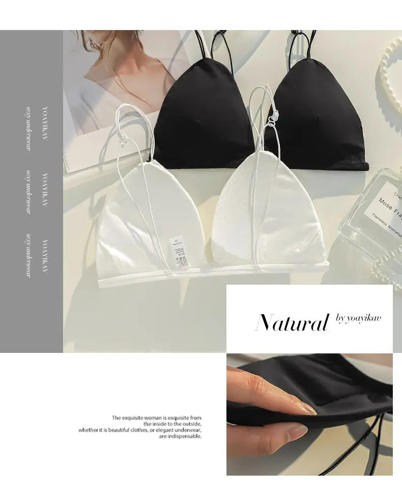 Ultra-Thin Intimates Without Rims, Breathable French Bra, Seamless Triangle Cup, Beautiful Back, Spaghetti Straps, Sexy Summer Bra — feature 27