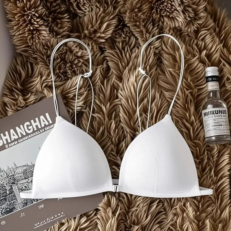 Ultra-Thin Intimates Without Rims, Breathable French Bra, Seamless Triangle Cup, Beautiful Back, Spaghetti Straps, Sexy Summer Bra