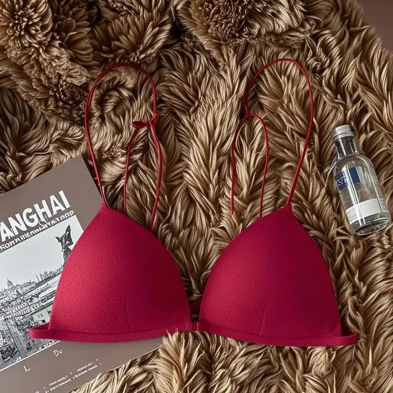 Ultra-Thin Intimates Without Rims, Breathable French Bra, Seamless Triangle Cup, Beautiful Back, Spaghetti Straps, Sexy Summer Bra