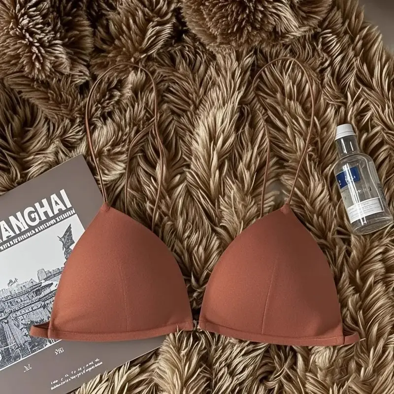 Ultra-Thin Intimates Without Rims, Breathable French Bra, Seamless Triangle Cup, Beautiful Back, Spaghetti Straps, Sexy Summer Bra