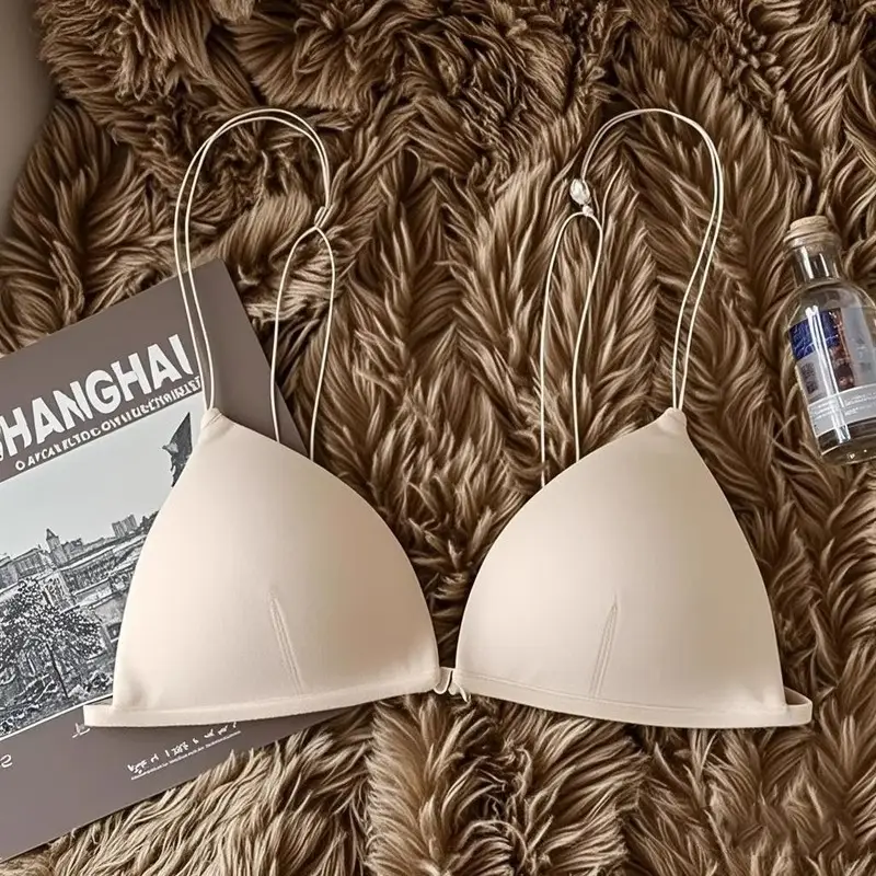 Ultra-Thin Intimates Without Rims, Breathable French Bra, Seamless Triangle Cup, Beautiful Back, Spaghetti Straps, Sexy Summer Bra