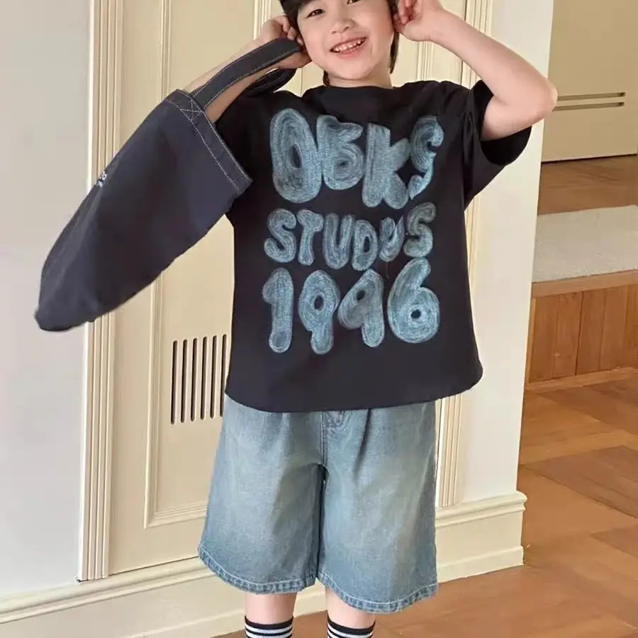 Boys Cotton Printed T-Shirt Shorts Set Summer 2025 - Image 2