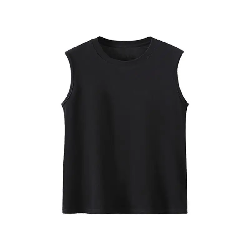 Kids Vest T-Shirt Back Collar Sleeveless Cotton Black Green - Image 2
