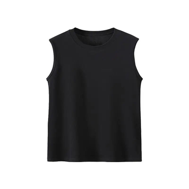 Kids Vest T-Shirt Back Collar Sleeveless Cotton Black Green — feature 6