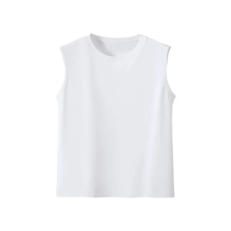 Kids Vest T-Shirt Back Collar Sleeveless Cotton Black Green — feature 7