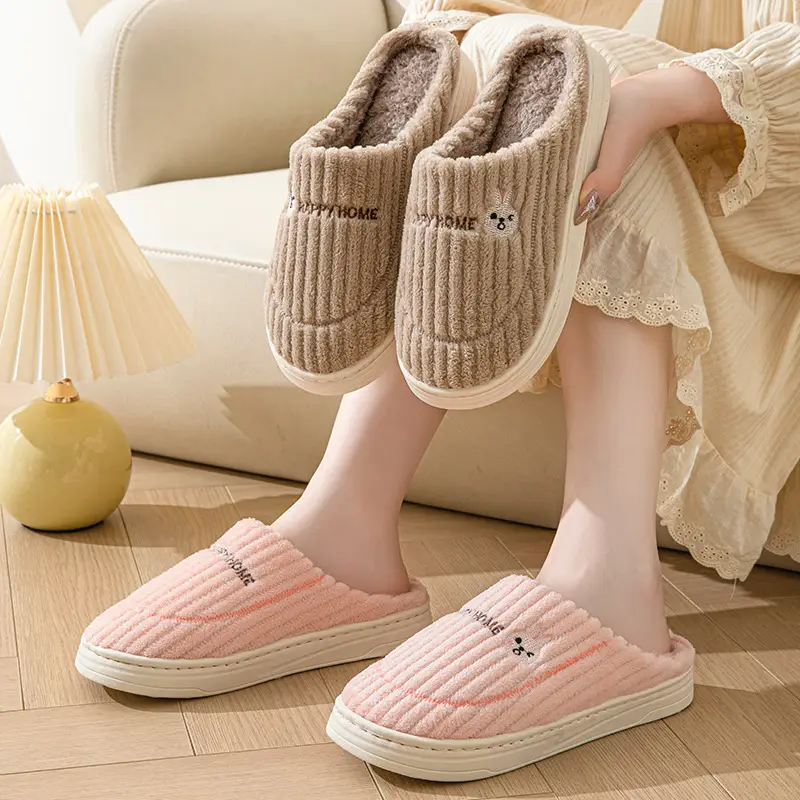 Winter Indoor Home Cotton Slippers for Men and Women, Thick-Soled Warm Slippers, Comfortable Fleece-Lined Household Non-Slip Confinement Shoes for Women - Image 7