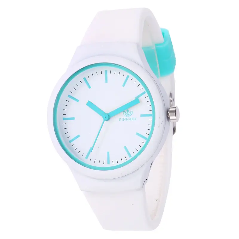Women's White Silicone Watch with Turquoise Dial - Image 4