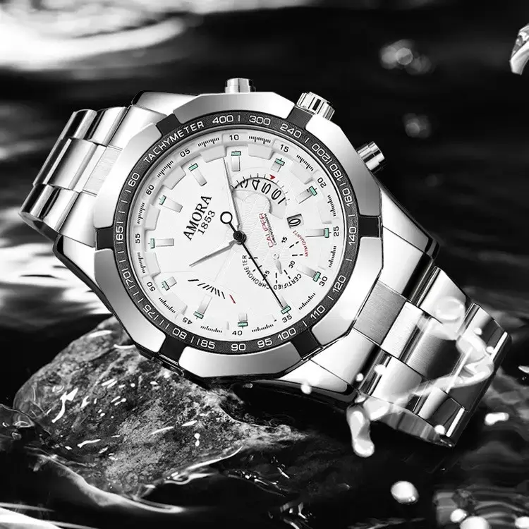 Amora Swiss Men's Chronograph Watch Black Stainless - Image 9