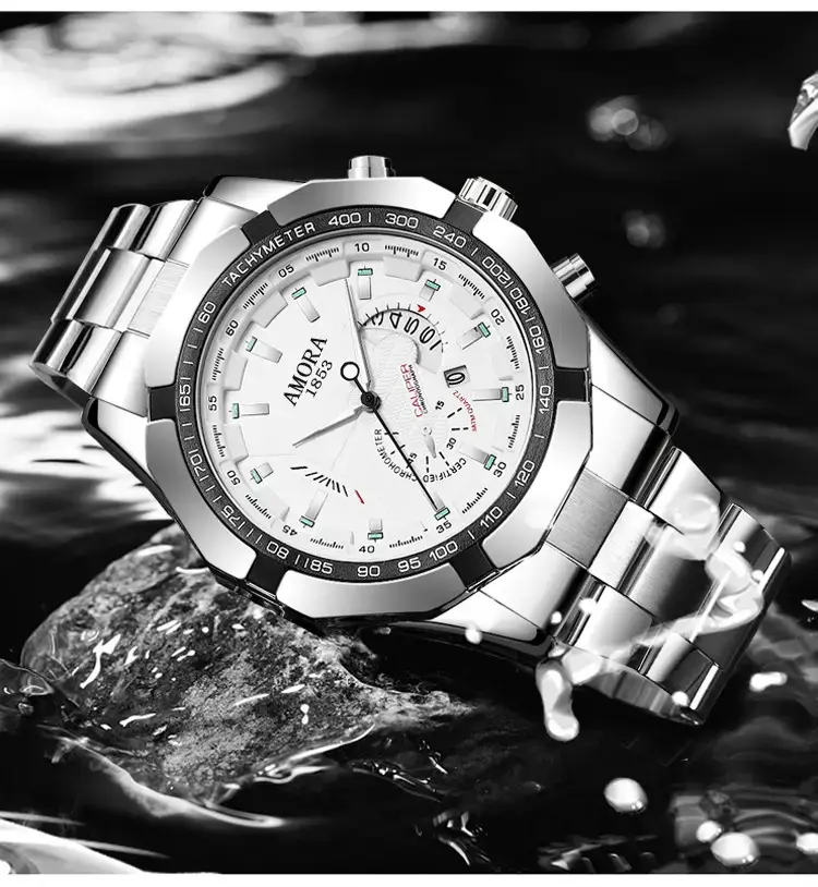 Amora Swiss Men's Chronograph Watch Black Stainless — feature 3