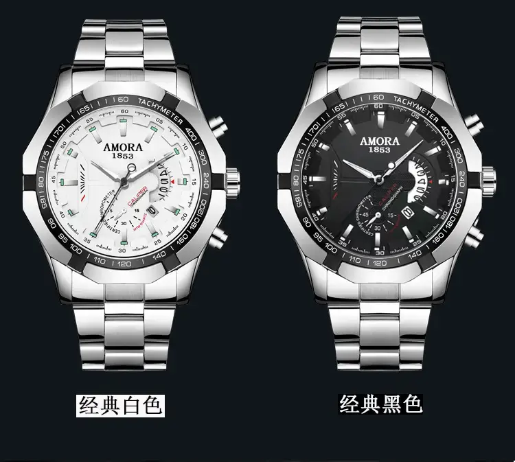 Amora Swiss Men's Chronograph Watch Black Stainless — feature 5