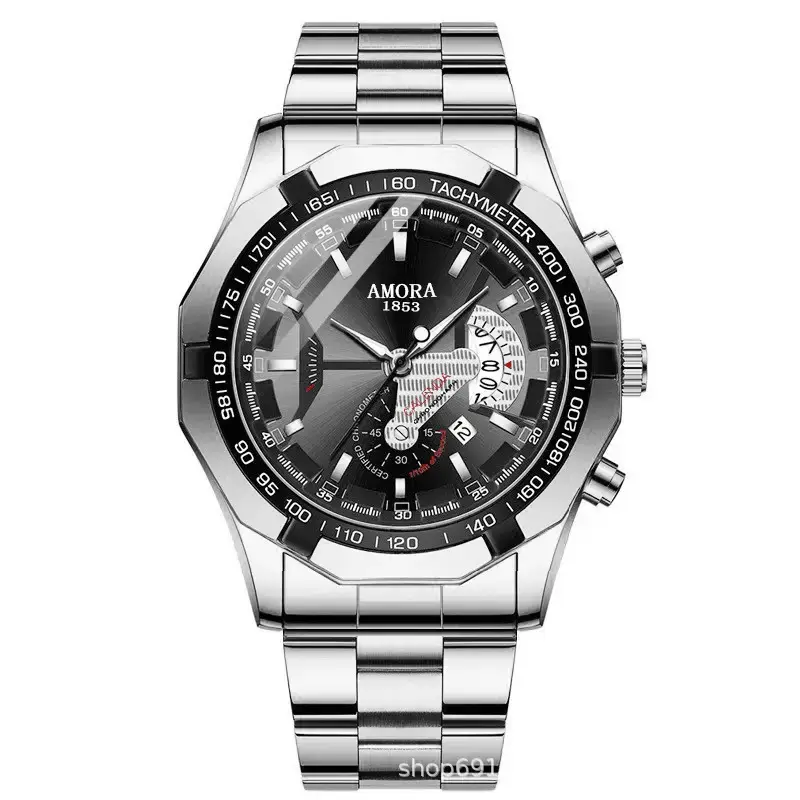 Amora Swiss Men's Chronograph Watch Black Stainless - Image 4