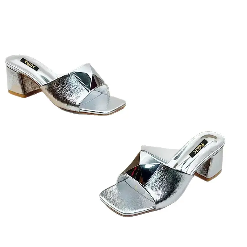 French Retro Off-White Square-Toe High-Heeled Sandals for Women Autumn New Thick Sandals Sexy Women's Shoes Wholesale - Image 10
