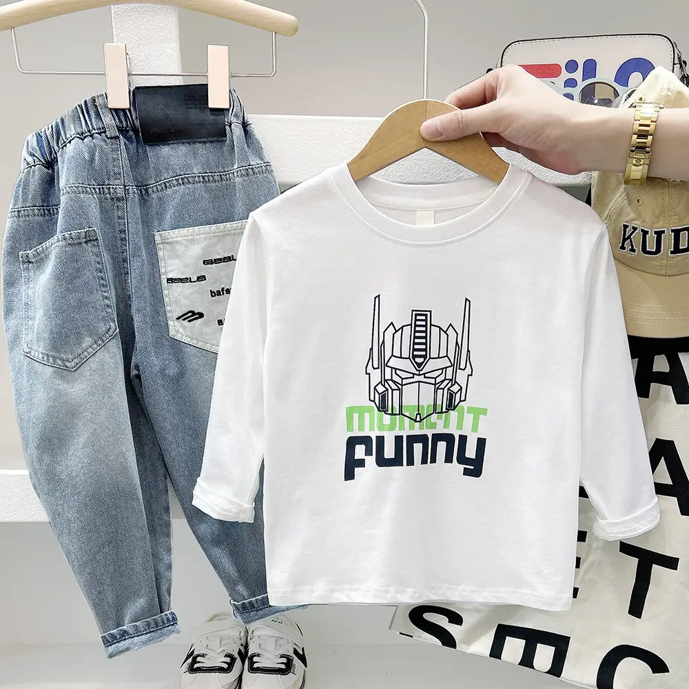 Autum Letter T-Shirt Boys Long Sleeve Cartoon Top - Image 5