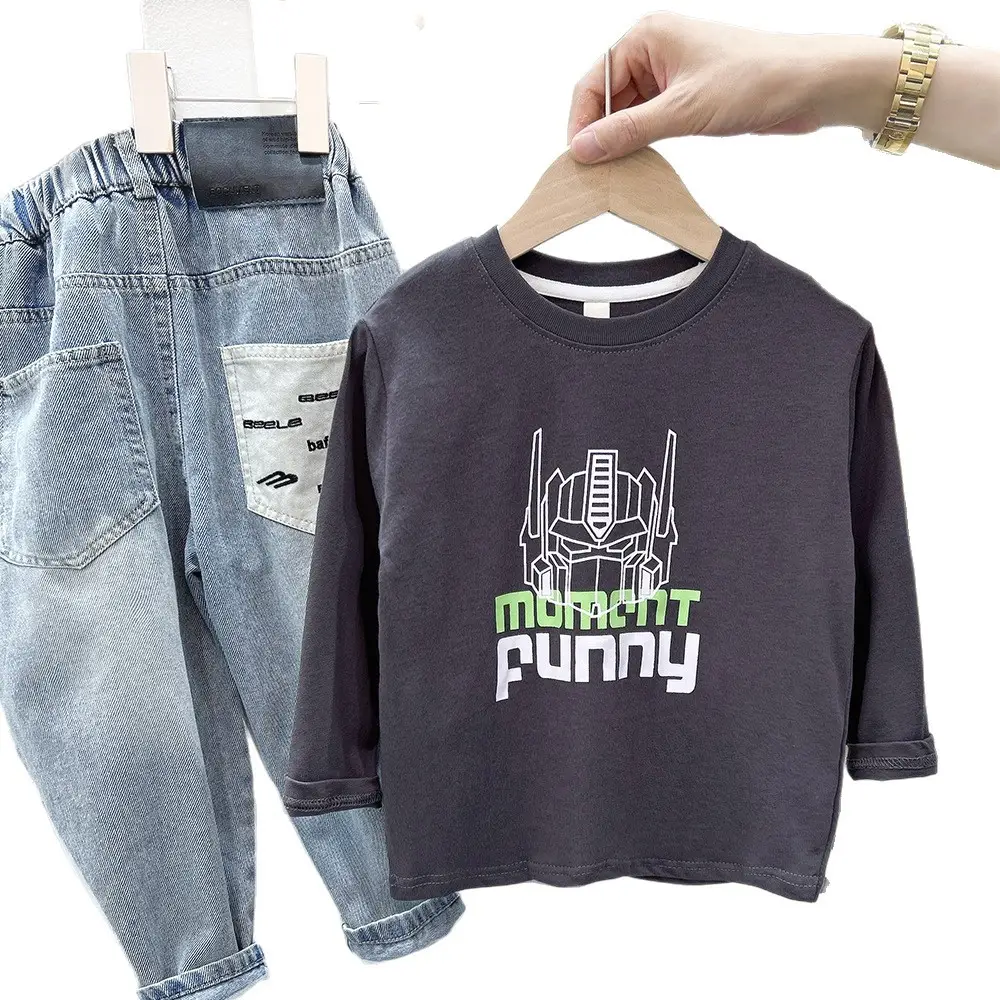 Autum Letter T-Shirt Boys Long Sleeve Cartoon Top - Image 7
