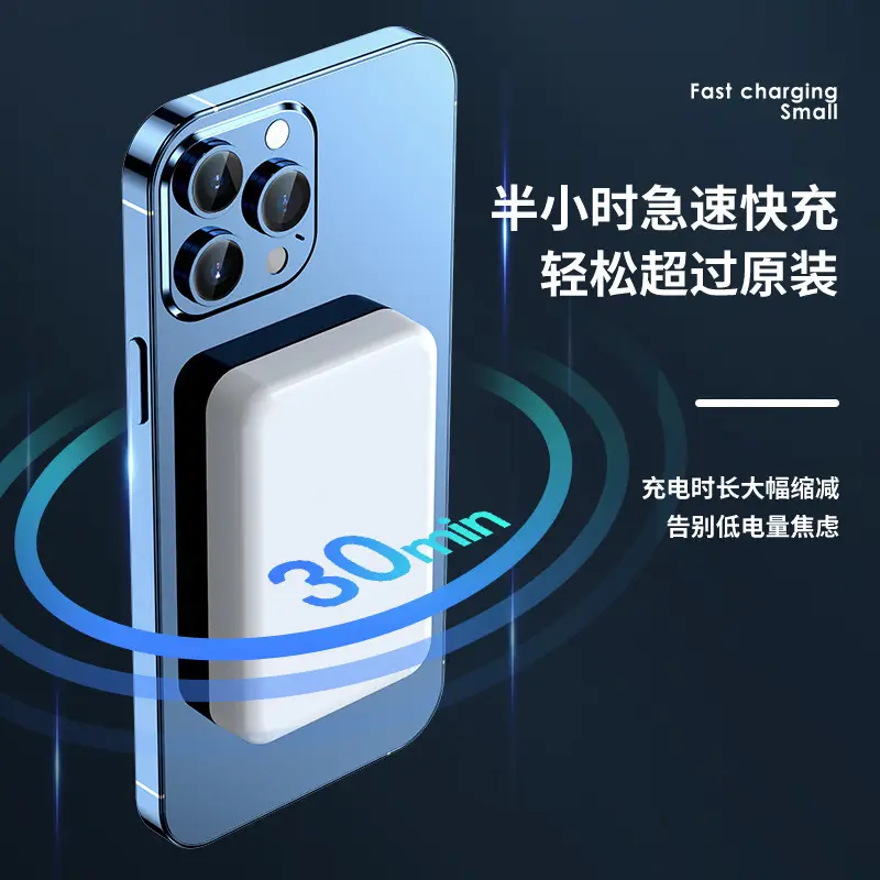 Cross-Border Wholesale Magnetic Wireless Magsafe Power Bank 10000 Mah Ultra-Thin Fast Charging Mobile Power Supply Customization