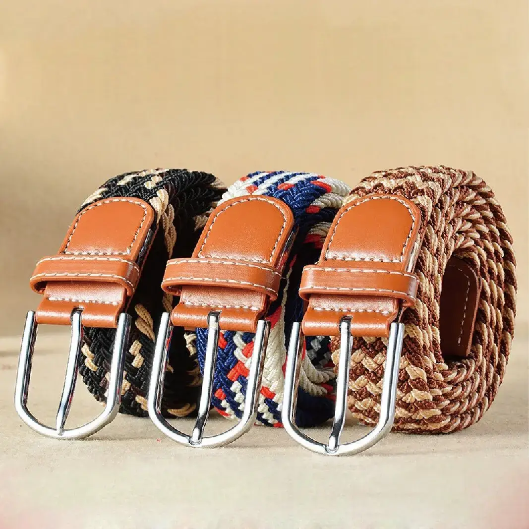 Women Blue White Braided Belt with Buckle - Image 24