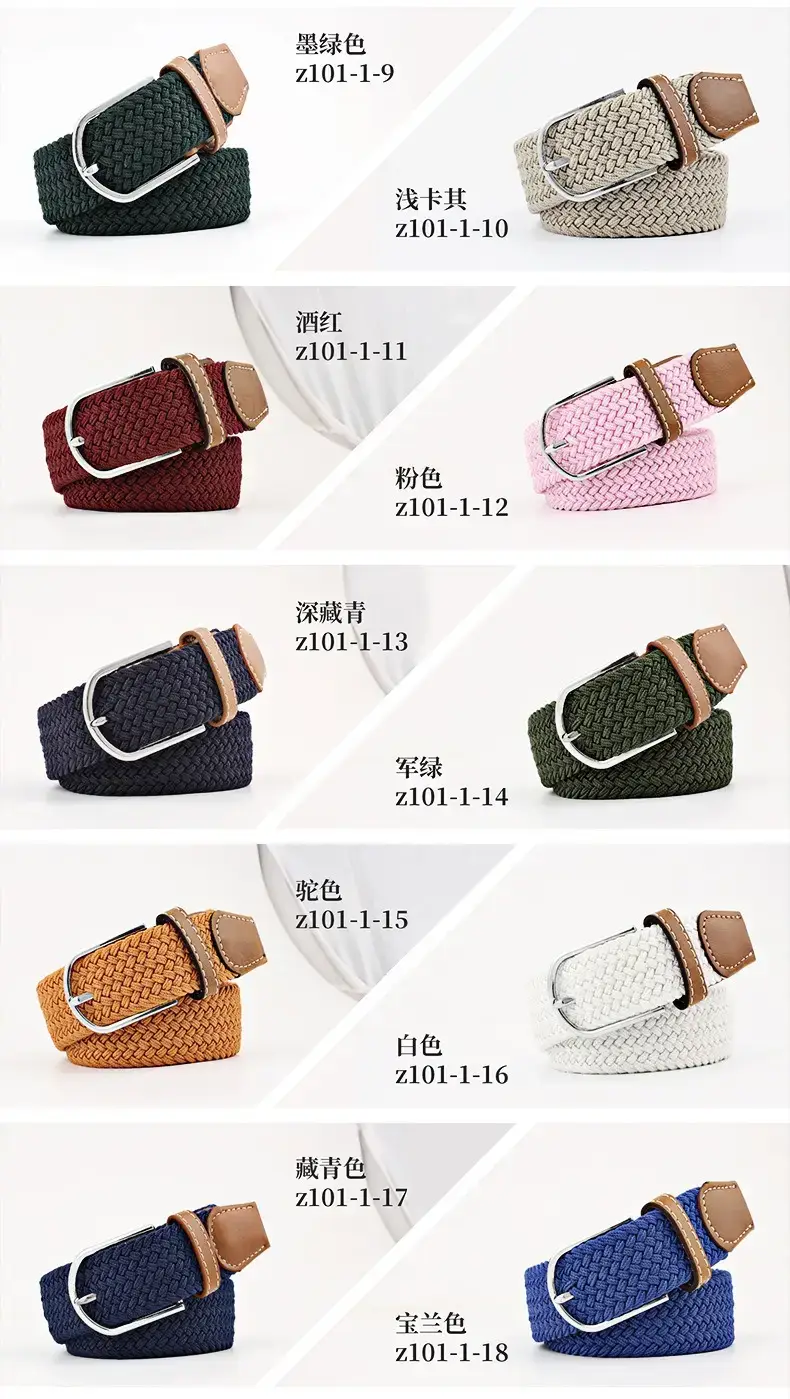 Women Blue White Braided Belt with Buckle — feature 10