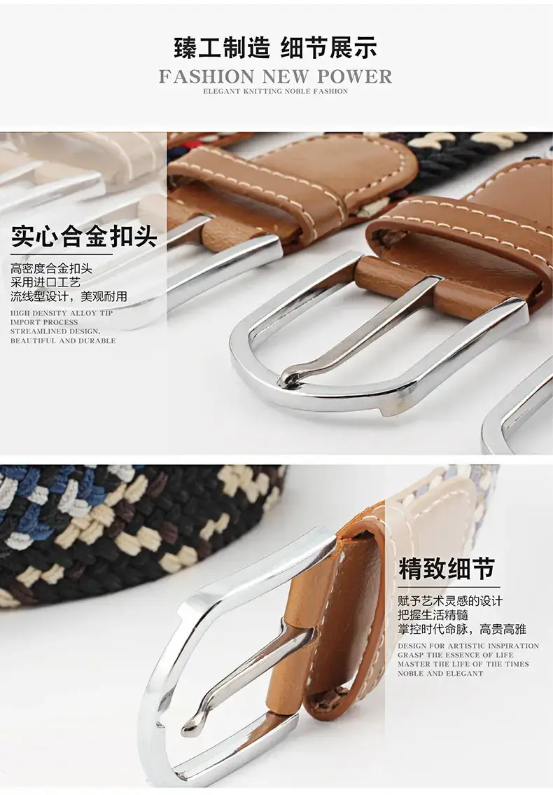 Women Blue White Braided Belt with Buckle — feature 19
