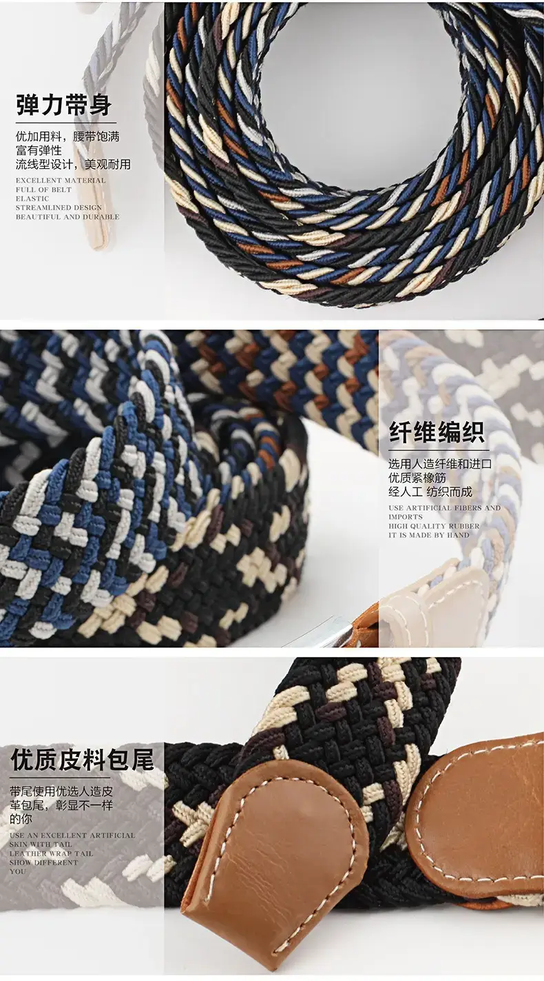 Women Blue White Braided Belt with Buckle — feature 20