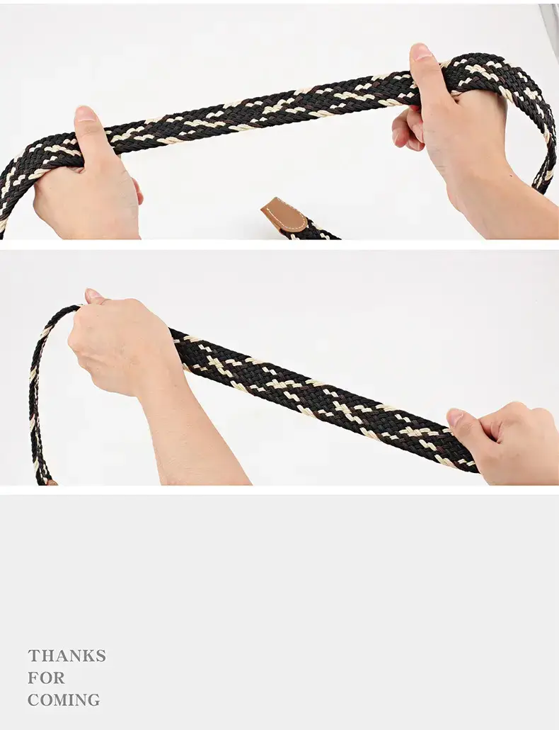 Women Blue White Braided Belt with Buckle — feature 21