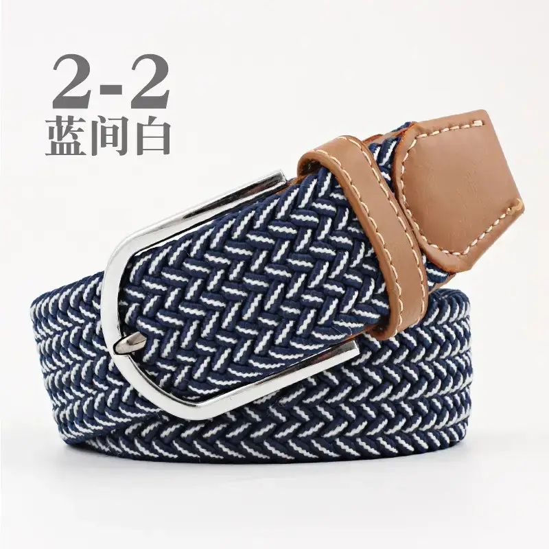 Women Blue White Braided Belt with Buckle - Image 10