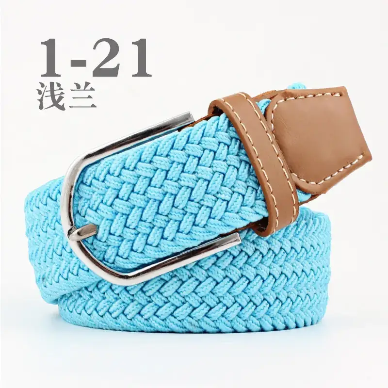 Women Blue White Braided Belt with Buckle - Image 11