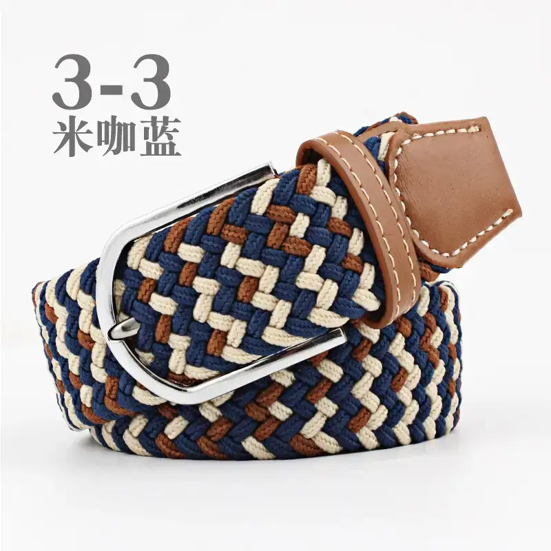 Women Blue White Braided Belt with Buckle - Image 12