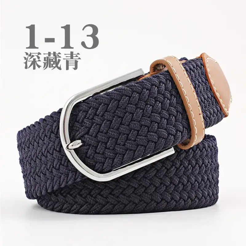 Women Blue White Braided Belt with Buckle - Image 13