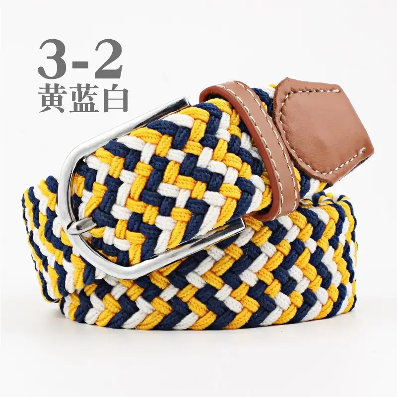 Women Blue White Braided Belt with Buckle - Image 14