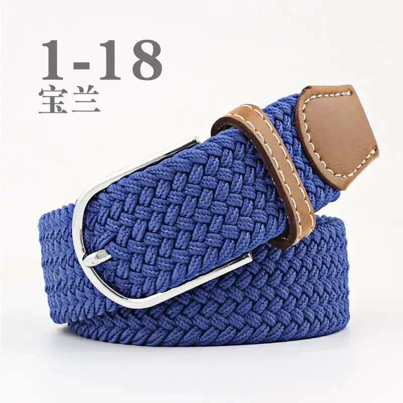 Women Blue White Braided Belt with Buckle - Image 15