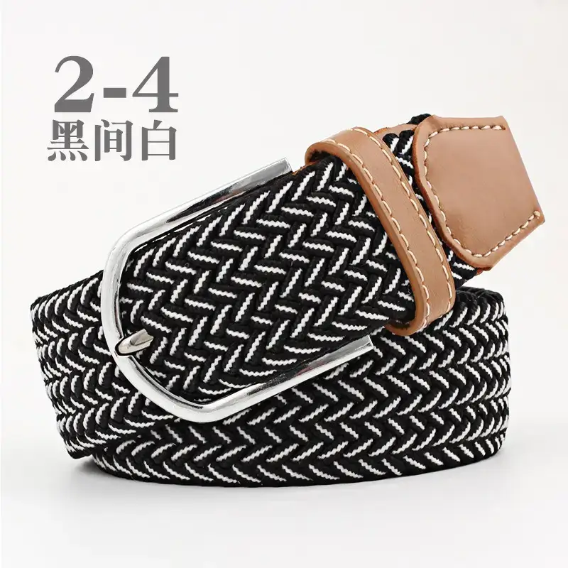 Women Blue White Braided Belt with Buckle - Image 17