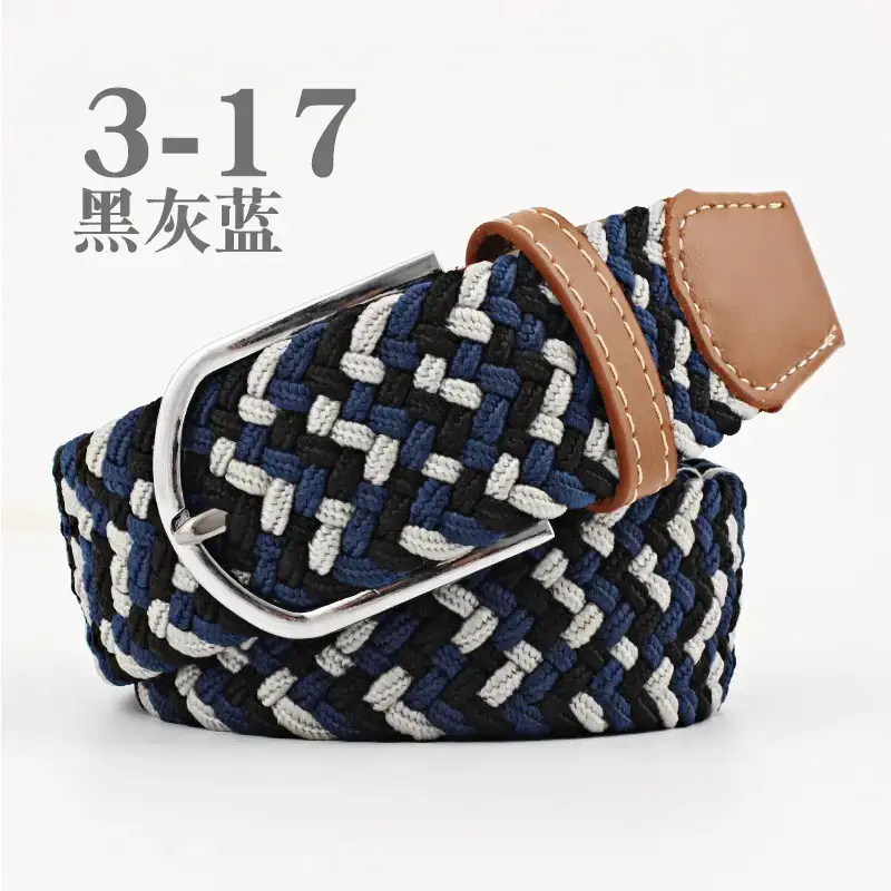 Women Blue White Braided Belt with Buckle - Image 19
